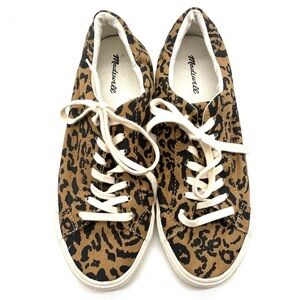 Madewell Sidewalk Low-Top Canvas  Shoes Sneakers Leopard Print /Cream Women 9.5
